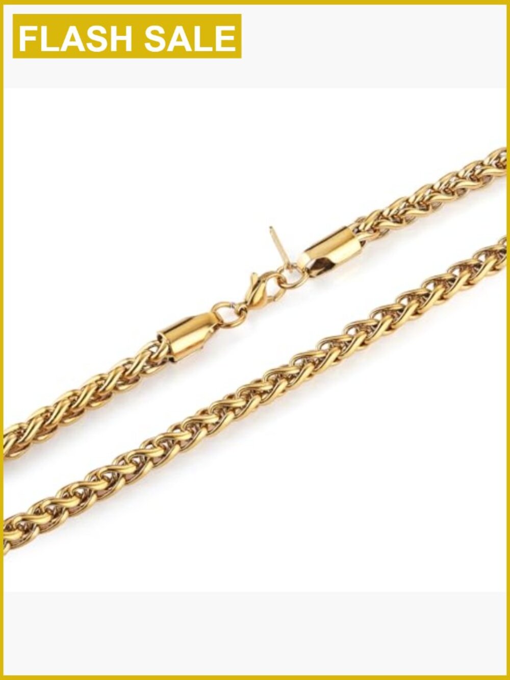 3mm Stainless Steel Wheat Chain Necklace Lobster Claw Clasp 16-36in - Picture 5 of 7